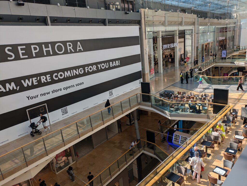 view from above of Sephora store in mall