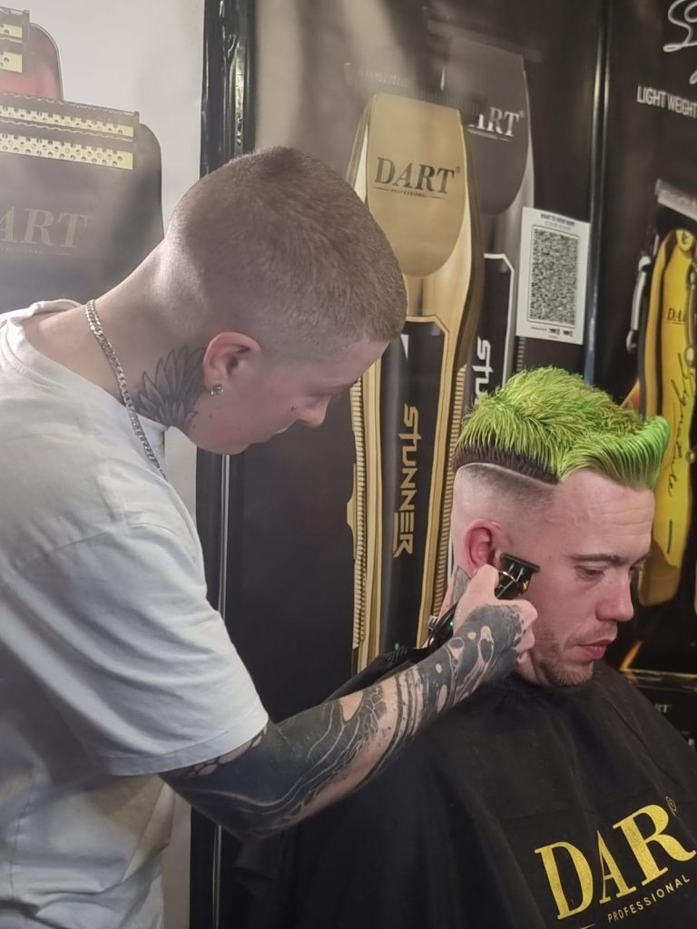 woman doing a haircut