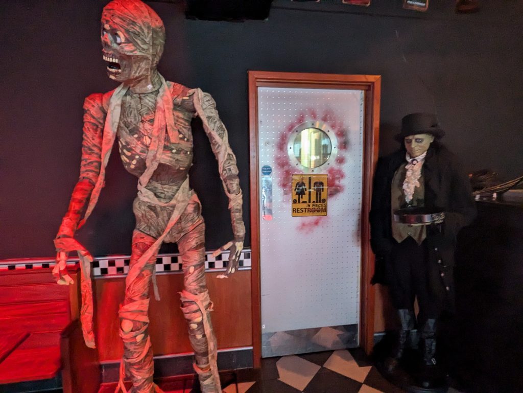 scary mummy inside bar