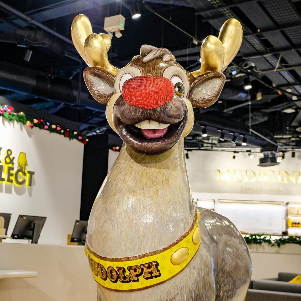 Rudolph the red nosed reindeer statue